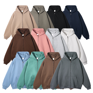 Sudaderas con capucha con cremallera doble de peso pesado Sudadera con capucha de poliéster de gran tamaño Vintage Unisex Zip Sudadera con capucha personalizada con bolsillo DDP Envío - Product Image 1