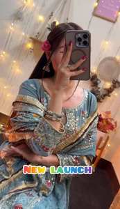 ชุดปัญจาบผ้าจอร์เจตต์เทียมเนื้อหนาสวยงาม พร้อมงานปักเลื่อมหนัก แขนยาว แบบซัลวาร์ คามีซ สำหรับงานปาร์ตี้และงานพิธีต่างๆ - Product Image 5