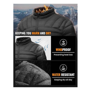 Chaqueta de invierno acolchada con aislamiento, ligera, Unisex, resistente al agua, poliéster, soporte de guata, Abrigo acolchado frontal - Product Image 4