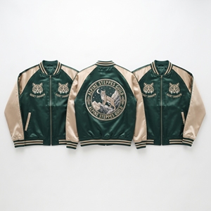 Blouson Bomber en Satin Brodé Ancre Dorée Marine, Veste Universitaire à Fermeture Éclair Frontale, Vêtement d'extérieur, Vente en Gros Direct Usine - Product Image 6