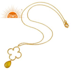 Collier pendentif tendance 2026 en argent sterling avec pierre précieuse naturelle calcédoine jaune pour femme - Fabricant de bijoux - Product Image 3