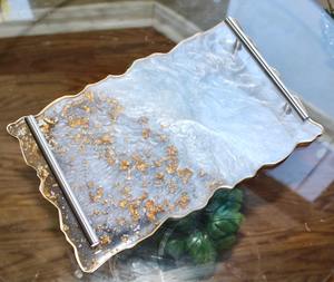 Plateau en résine fait main en gros, sous-verres décoratifs, ensemble de service pour hôtels, cafés, modèle personnalisable, artisanat SHAAD - Product Image 1