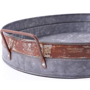 ถาดเสิร์ฟโลหะชุบสังกะสีสไตล์วินเทจสนิมสำหรับบ้านร้านอาหารงานแต่งงานบาร์งานปาร์ตี้ - Product Image 3