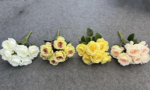 Haute qualité 9 têtes poussiéreux rouille bleu <span class=keywords><strong>soie</strong></span> Rose fleurs artificielles Bouquet <span class=keywords><strong>roman</strong></span> Design pour mariage ou remise des diplômes maison ZR1170 - Product Image 6