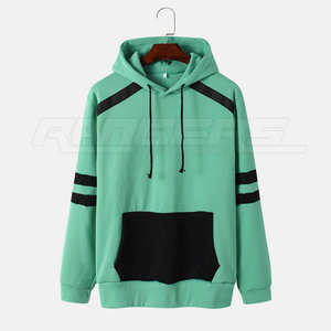 Winter Hoodie Sweatshirt High Quality Cotton Fleece Mint <b>Green</b> Black Stylish Striped Design Pullover Casual <b>Hoodies</b> For <b>Men</b> - Product Image 1