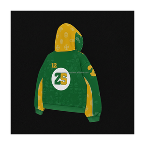 Épais 375 GSM polaire fermeture éclair à capuche vêtements d'hiver doux intérieur brossé coton tissu vert jaune logo personnalisé conception bases à capuche - Product Image 3