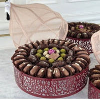 Support de service à chocolat islamique, plateau rond en métal design pour décoration de mariage, 24 pièces