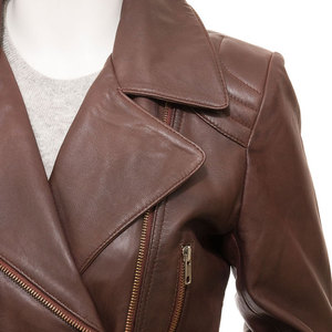 Chaqueta de Cuero para Mujer de Alta Calidad, Color Sólido, Transpirable, Impermeable, Ecológica, con Cuello Alto - Product Image 5