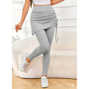 Falda pantalón Kaskorse de cintura alta con abertura lateral y bajo largo, 28589 - Gris - Product Image 3