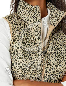 Chaleco acolchado con cremallera completa para exteriores informal superventas para mujer, chaleco acolchado estampado con parches personalizados - Product Image 4