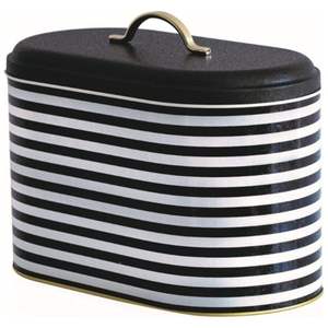 178x338x200mm Caja de pan de metal con patrón de línea blanca y negra con asa 9.8L Almacenamiento y contenedor de alimentos - Product Image 1
