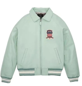 Veste en cuir rouge Avirex Blouson aviateur en cuir de vachette véritable pour homme Édition limitée Style vintage Fermeture à glissière épaisse pour l'hiver - Product Image 5