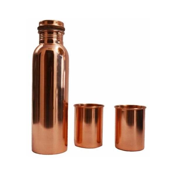 Authentic Premium Hammered Copper Bottle With Two Glasses For Healthy Hydration Ayurveda Benefits And Perfect Festive Gifting
