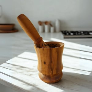Tradebyd Wooden Okhli Premium Mortar and Pestle Handmade <b>Tool</b> for Spices and Herbs - Product Image 3