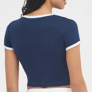 Crop top pour femme avec logo personnalisé, vente en gros de crop tops en coton de haute qualité pour femmes - Product Image 4