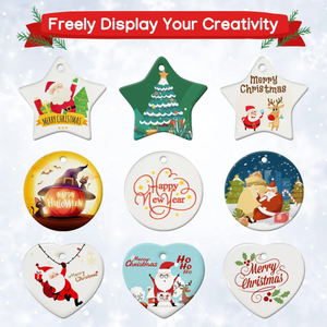 Nuevo juego de diseño de 3 estrellas redondas y en forma de corazón adornos navideños en blanco sublimación navideña de la India a precio mayorista 2025 - Product Image 2