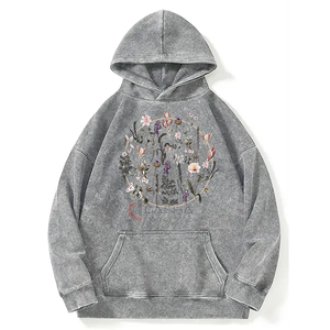 เสื้อฮู้ดโอเวอร์ไซส์ใส่ได้ทั้งชายและหญิงเสื้อมีฮู้ดสไตล์วินเทจซักกรดสตรีทพิมพ์ลายแบบสวมหัว - Product Image 3