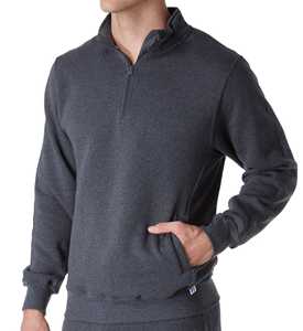 Suéter de Hombre, Talla Grande, Mezcla de Algodón, Lavado, con Cierre de Cremallera 1/4, Cuello Alto con Trenzas y Logotipo Bordado - Product Image 3