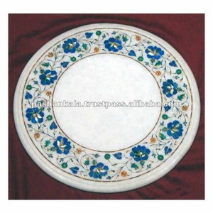Round Shape Marble Inlay Coffee <b>Table</b> <b>Top</b> - Product Image 1