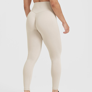 Leggings de sport décontractés pour femmes, 100% coton, taille mi-haute, respirants, confortables, coupe ajustée, tissu tricoté, design personnalisé, tendance - Product Image 2