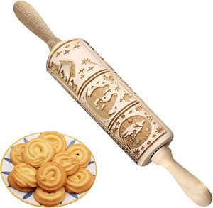 Christmas Wooden <b>Rolling</b> <b>Pin</b> 13.7 Inches Long Christmas Nati1vity <b>Pattern</b> Embossed <b>Rolling</b> <b>Pin</b> Bakery Supplies for Fondant - Product Image 3