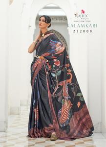 New Designer Pure Silk Crepe Digital <b>Printed</b> Sarees Running <b>Office</b> Wear Sarees with Matching Blouse with Low Rate India - Product Image 5