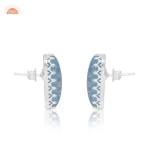 Aurora Opal Sky Shape Beautiful Doublet Gemstone Cojín Forma 925 Sterling Silver Studs para niñas Joyería Fabricante - Product Image 3