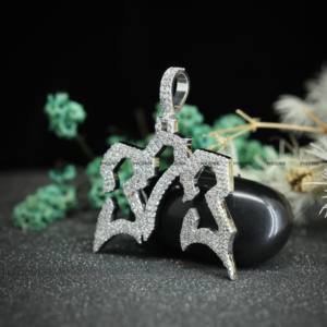Colgante de Moissanita con Número de Diseño, Plata de Ley 925, Joyería Hip Hop, Joyería de 3 Letras, Joyería con Iniciales Personalizadas para Hombres y Mujeres - Product Image 3