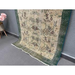 พรมขนแกะตุรกี ลายปะติดแบบดั้งเดิม เป็นมิตรกับสิ่งแวดล้อม สีเขียว ขนาด 3.6x6.9 ฟุต ด้านหลังทำจากยางลาเท็กซ์ - Product Image 3