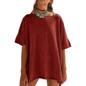 T-shirts décontractés à la mode T-shirts en coton imprimé surdimensionné pour femmes - Product Image 5