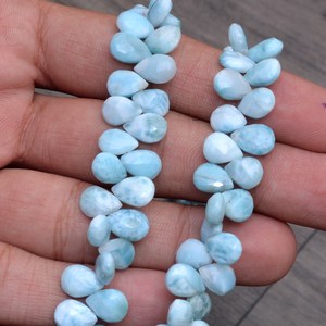 AAA Larimar Gemstone 7x10mm Facettes Poire Briolette Perles | 8 "Strand | Larimar Naturel Lâche Pierre Semi-Précieuse pour Perles Bijoux - Product Image 3