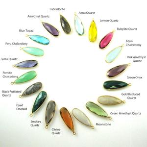 Améthyste verte Quartz Larme Pendentif 34mm Facettes Gemstone Bezel-Set Birthstone Charm pour bijoux faits à la main - Product Image 3