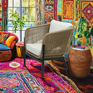 Mesa de Centro de Diseño Moderno, Cómoda y Elegante, Hecha a Mano con Marco de Metal y Bionixrattan, para Sala de Estar - Product Image 1