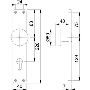 Placa de Puerta de Aluminio 54/202 F2 72 mm PZ HOPPE - Product Image 3