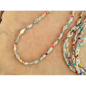 Trendy Gold Plated <b>Beaded</b> <b>Necklace</b> with Colorful Shell Accents for Fashion Resale - Product Image 1
