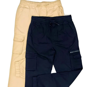 กางเกงขายาวคาร์โก้ของผู้ชายกางเกงกันยับสำหรับทำงานสไตล์หลวมกางเกงซักสีแบบยับ - Product Image 3