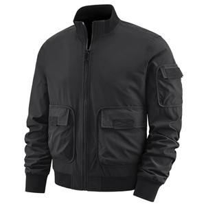 Blouson aviateur universitaire décontracté d'hiver pour hommes de grande taille en fibre de bambou et coton noir brodé de chenille sur mesure - Product Image 2