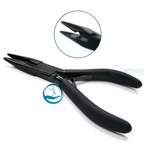 Alicate Premium INTENSE SURGICAL para Instalación y Remoción de Extensiones de Cabello Negro, con Una Abertura, Mandíbula Dentada, Acero Inoxidable, Ligero - Product Image 1