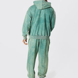 Sweat Homme Poids Lourd 500gsm Coton Lavé à l'Acide Polaire Mélangée Haute Qualité Logo Personnalisé Brodé Capuche Surdimensionnée Hiver - Product Image 3