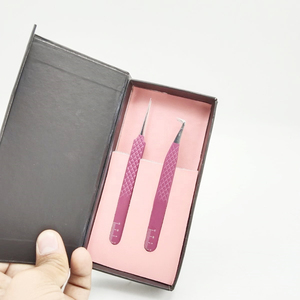 Pince à cils droite personnalisée en acier inoxydable violet L Type 90 degrés poignée diamantée pour cils volumineux pince à épiler de haute qualité - Product Image 6