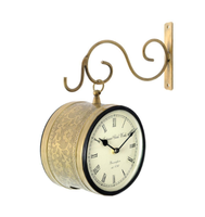 Horloge murale double face en laiton Ak, style victorien antique, à quartz analogique, en métal