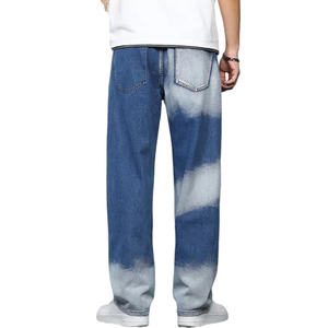 Venta al por mayor: Nuevos lanzamientos de jeans acampanados casuales elásticos para hombre, de corte holgado, cintura alta, denim lavado a la nieve, tallas grandes, personalizados OEM ODM - Product Image 2