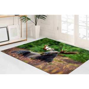 Alfombra con Estampado de Alce, Alfombra para Sala de Estar, Decoración para Cuarto de Hombre, Alfombra Delgada No Tejida - Product Image 1
