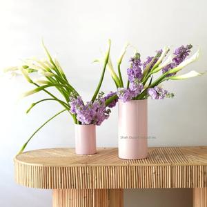 Jarrón de flores gris hecho a mano, florero de Metal decorativo de escritorio con forma de cilindro clásico moderno para decoración de mesa de oficina en casa - Product Image 6