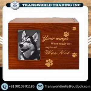 Luxury Modern Designer Handmade Wooden Pet Memorial Urn Eco-Friendly Biodegradable Durable Engraved Cremation <b>Ashes</b> Keepsake <b>Box</b> - Product Image 2