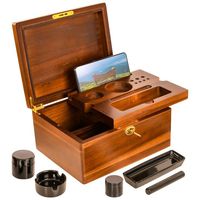 Boîte de rangement en bois massif de haute qualité avec fermeture à serrure, organisateur écologique pour cigarettes et accessoires en vrac