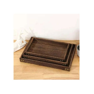 Accueil Vaisselle Plateau de service alimentaire rectangulaire Plateau de table en bois pour café et snacks par Royal Home Collection Supplies - Product Image 4
