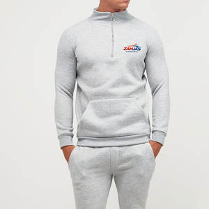 ชุดวอร์มผู้ชายผ้าฝ้าย 100% ยอดนิยมสำหรับฤดูหนาว สีพื้น ระบายอากาศได้ดี ย้อมสีเรียบ คอตั้ง - Product Image 4