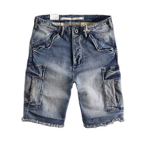 Short en jean décontracté solide pour hommes d'été de haute qualité coupe ajustée respirant conception personnalisée - Product Image 2