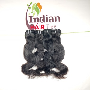 Paquetes de Cabello Humano Ondulado Natural 100% de Calidad, Baratos, de Templo Indio Remy, Sin Procesar, de Proveedores, Color Negro, Doble Trama a Máquina - Product Image 2